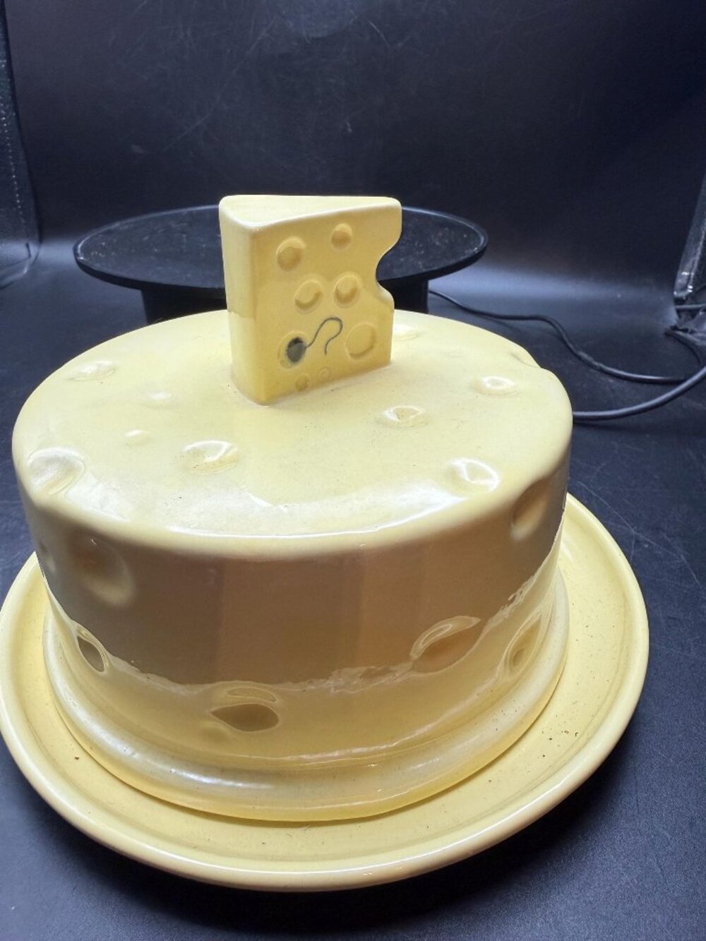 Lefton Cheese Dish with Mouse on Top